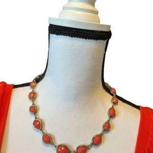 Napier Cabochon Gold Tone Necklace in Vintage Style with Adjustable Lobster Clas